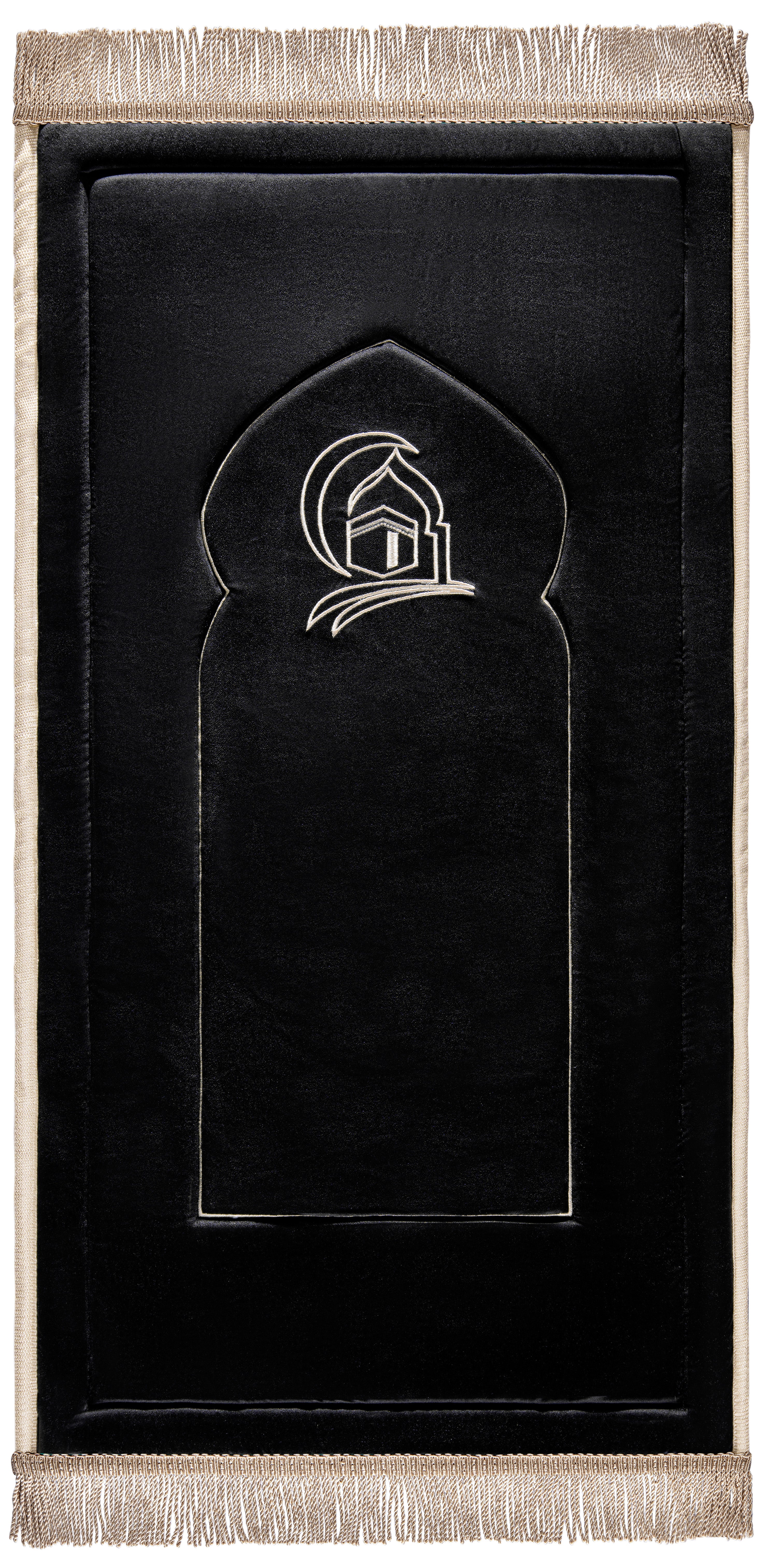Black Kaaba Embroidery Prayer Mat
