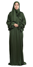 Olive Satin Islamic Prayer Wear