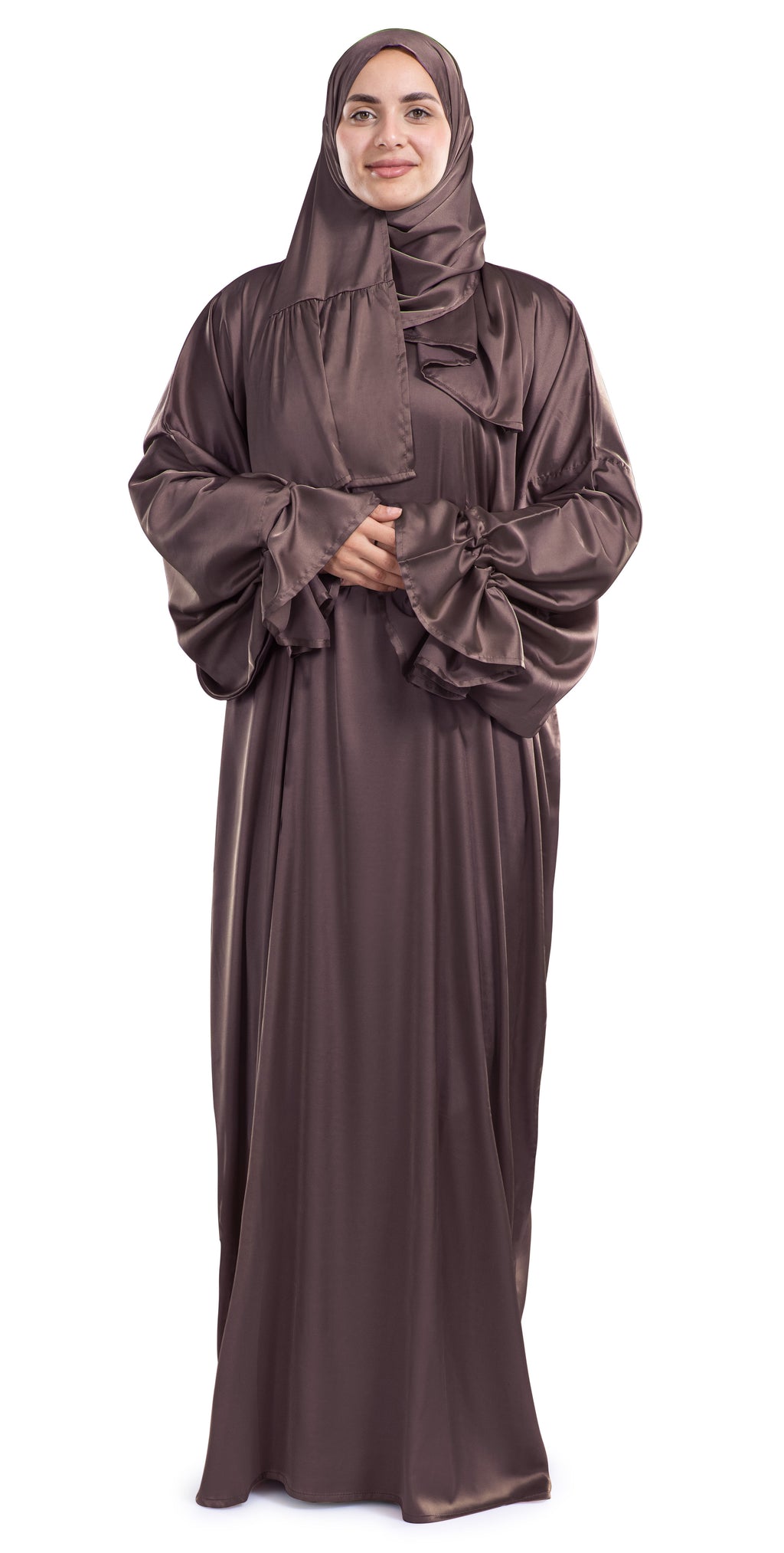 Mocha Satin Islamic Prayer Wear