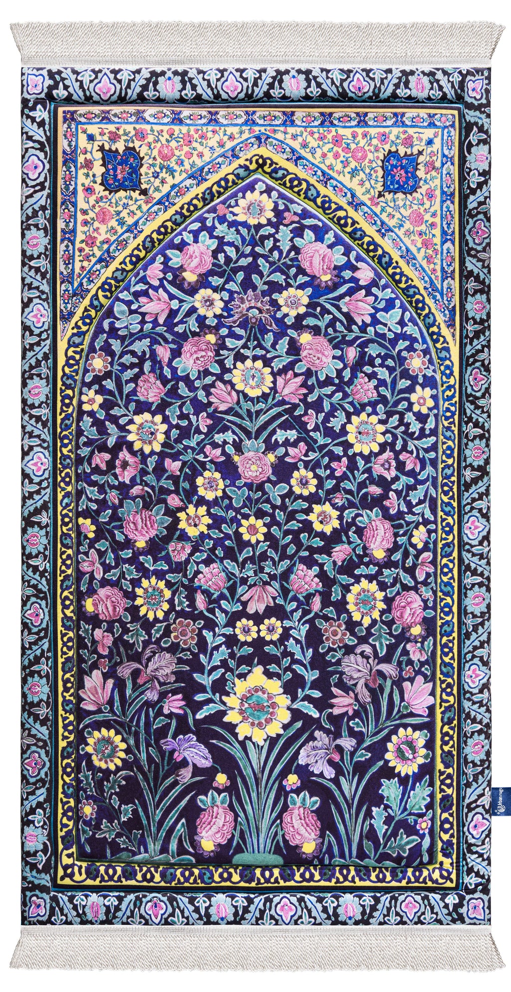Navy Blossoms Premium Prayer Mat
