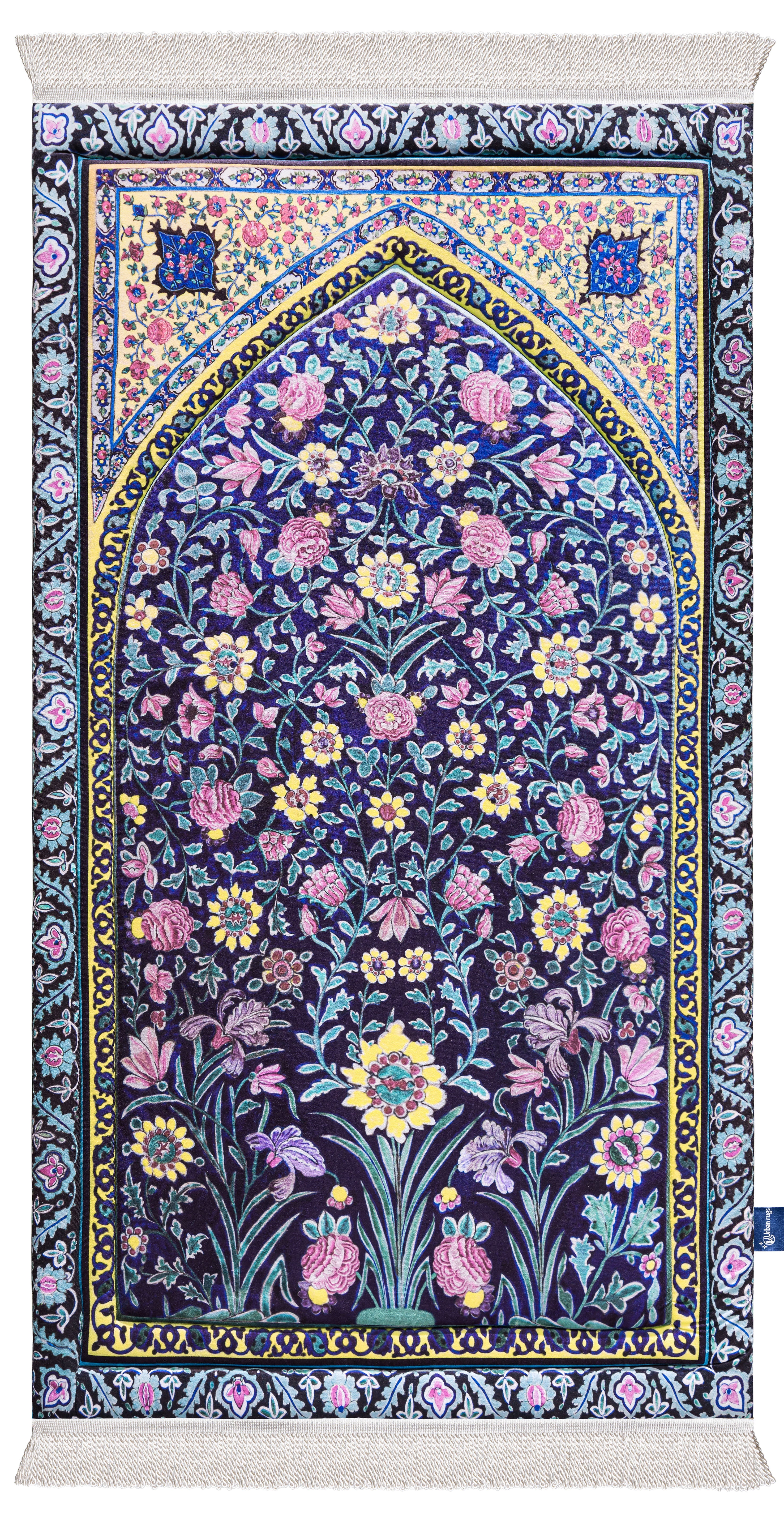 Navy Blossoms Premium Prayer Mat
