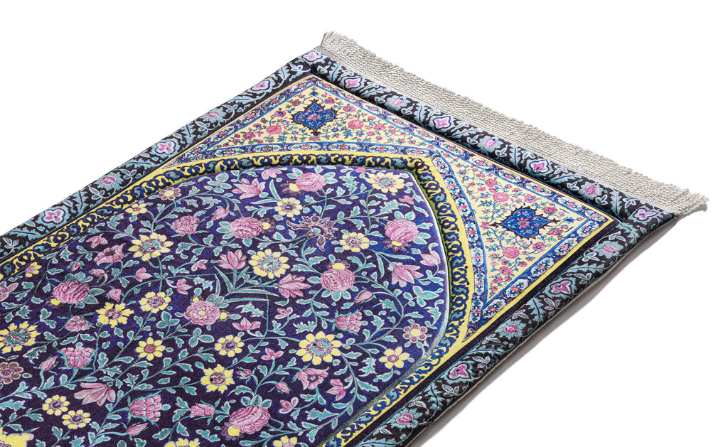 Navy Blossoms Premium Prayer Mat