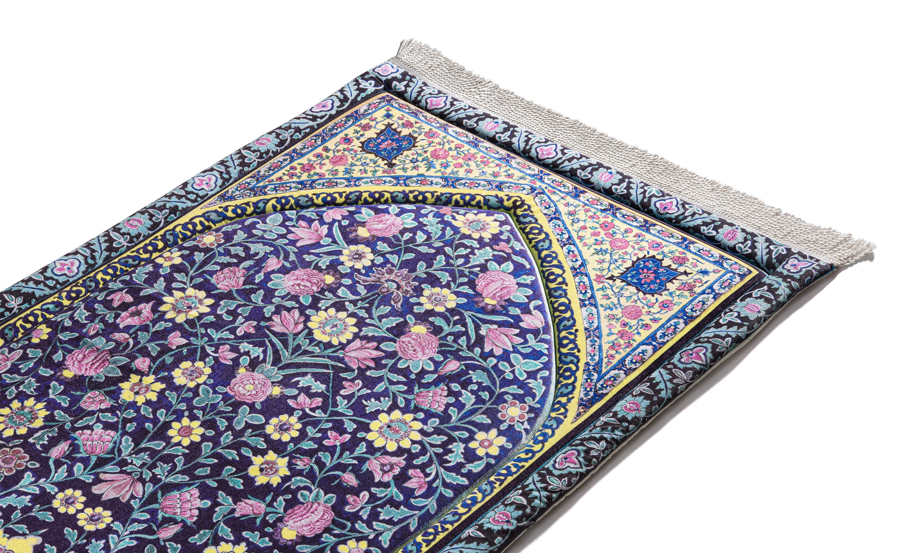 Navy Blossoms Premium Prayer Mat
