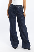 Denim Wide Leg Jeans Mid Rise