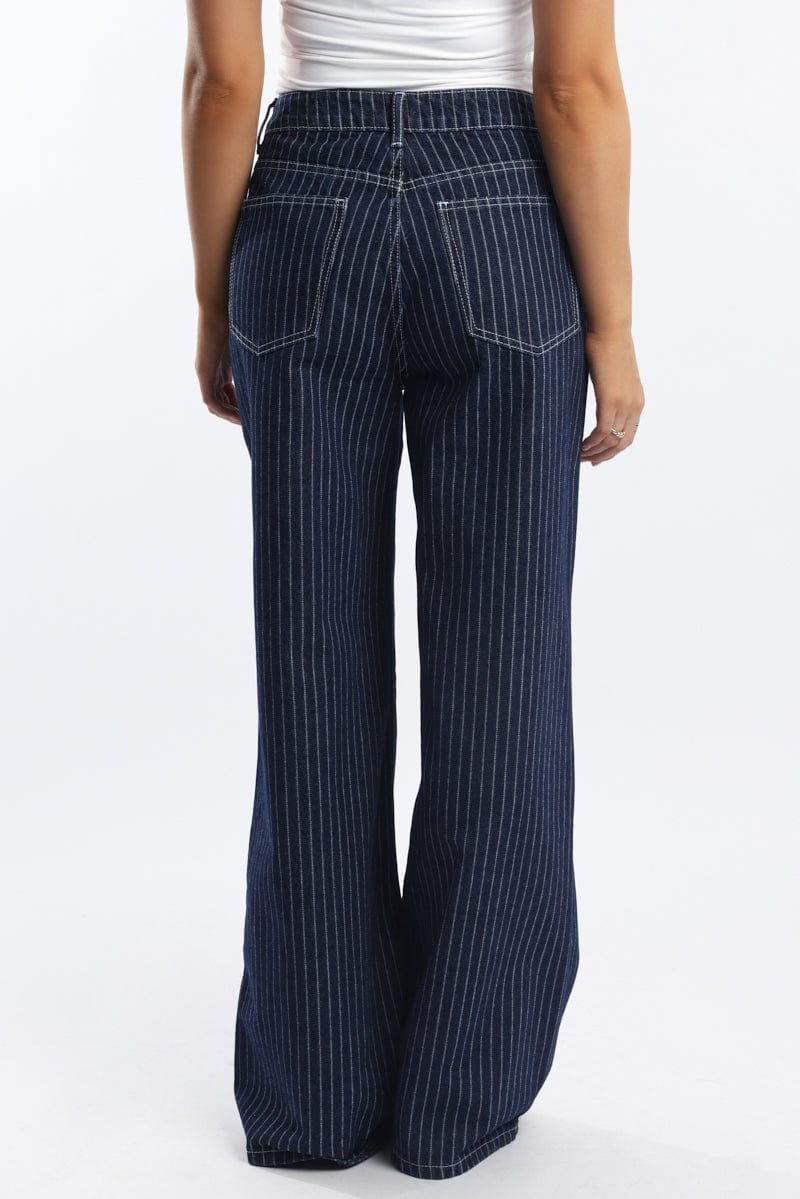 Denim Wide Leg Jeans Mid Rise