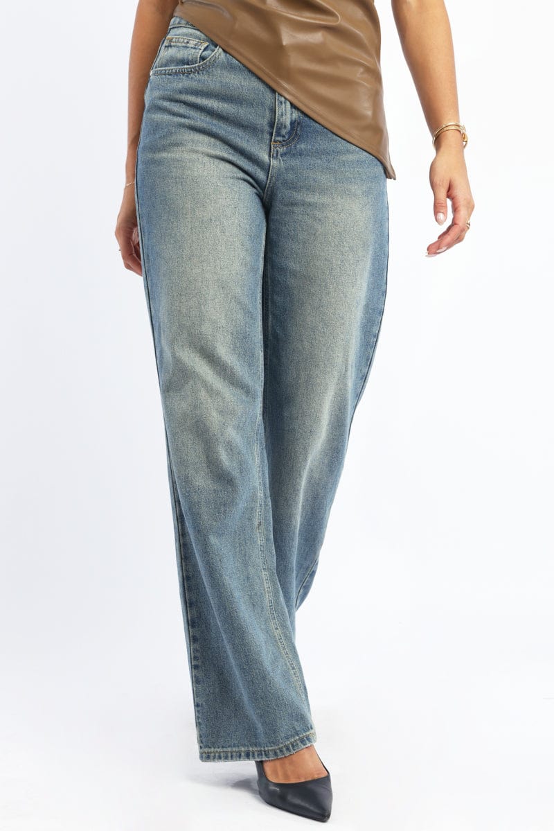 Denim Straight Jeans High Rise