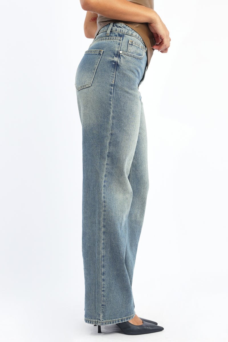 Denim Straight Jeans High Rise