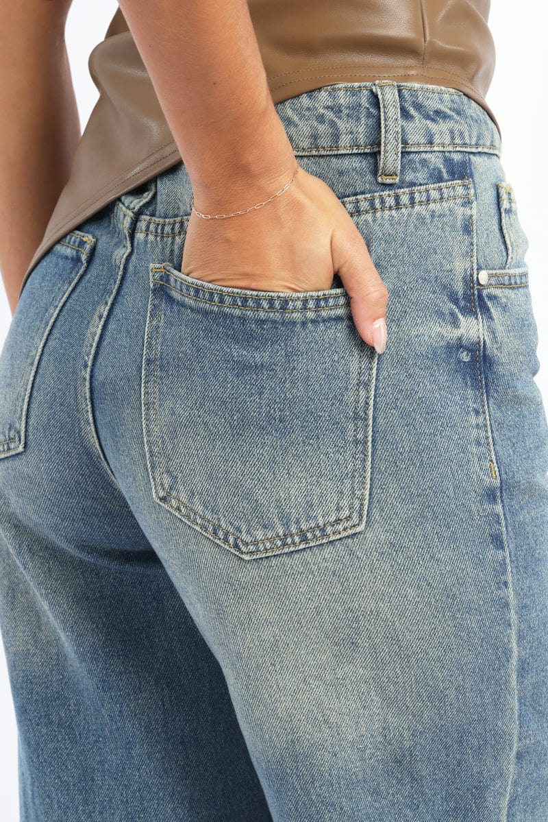 Denim Straight Jeans High Rise