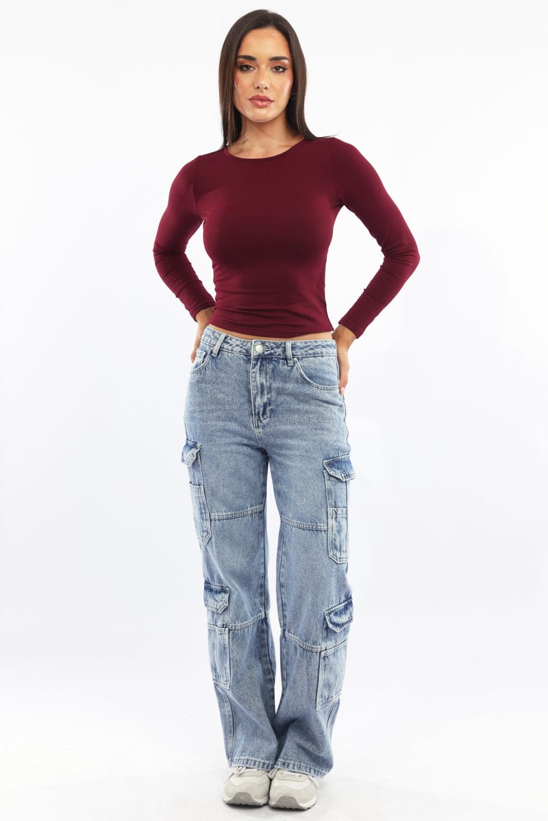 Denim Cargo Jeans Mid rise