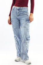 Denim Cargo Jeans Mid rise