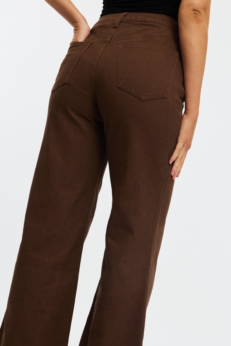 Brown Brown Mid Rise Straight Leg Jeans