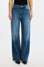 Denim Wide Leg Jeans Mid Rise