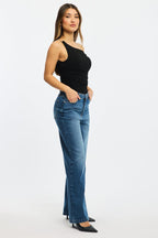 Denim Wide Leg Jeans Mid Rise