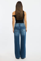 Denim Wide Leg Jeans Mid Rise