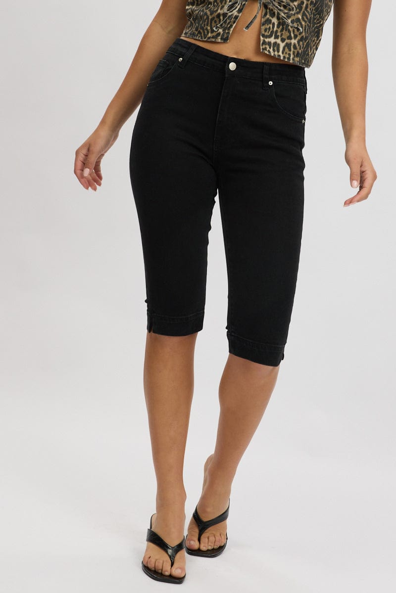 Black Capri Jeans Mid Rise