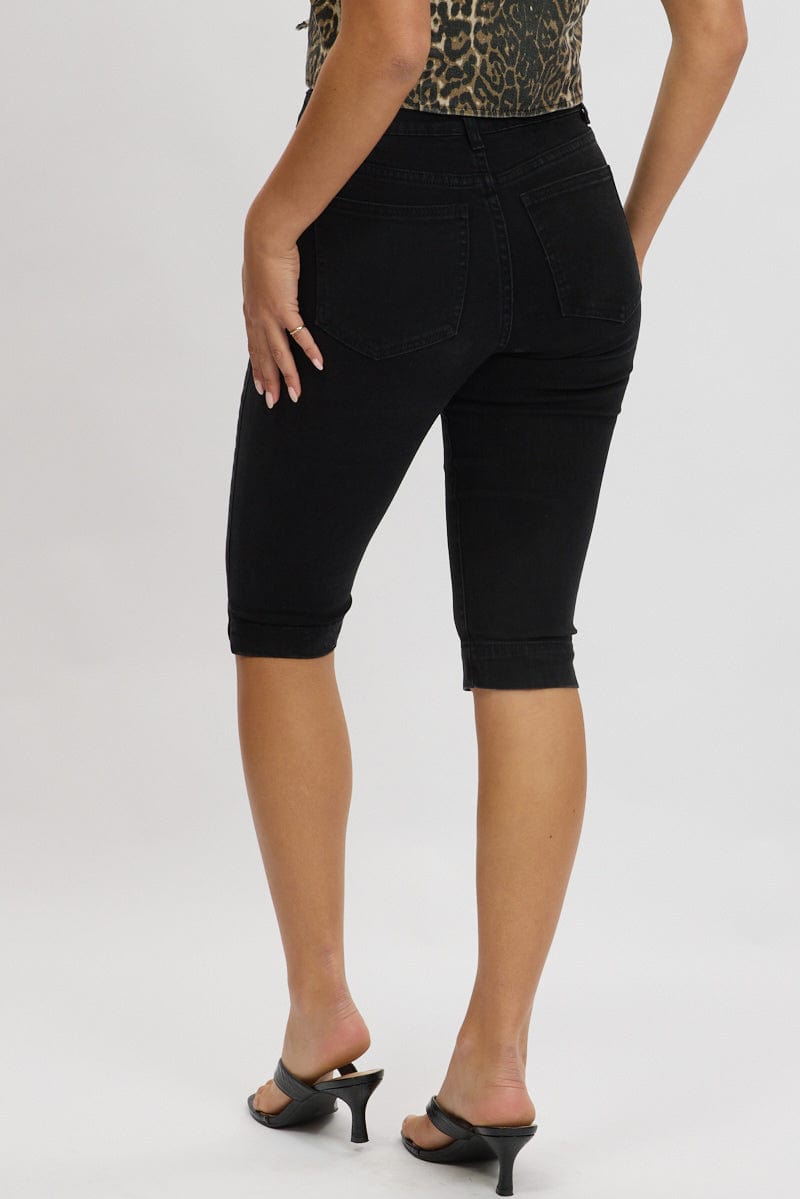 Black Capri Jeans Mid Rise