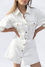 Hailey Denim Mini Dress - White Denim