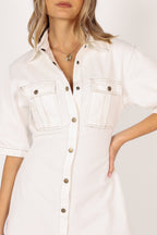 Hailey Denim Mini Dress - White Denim